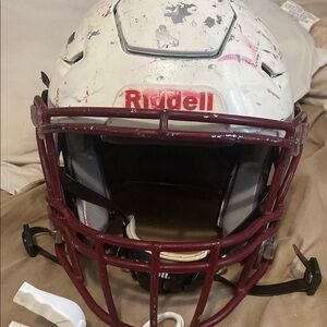 White and Red Football Helmet